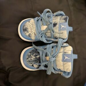 Nike Kids Light Blue and White Denim-Look Sneakers